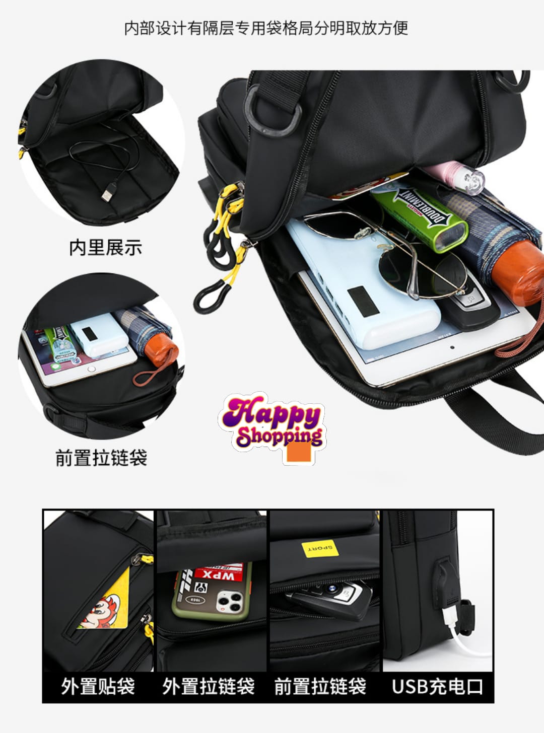 New Fashion Waterproof Chest Crossbody Bag for Men