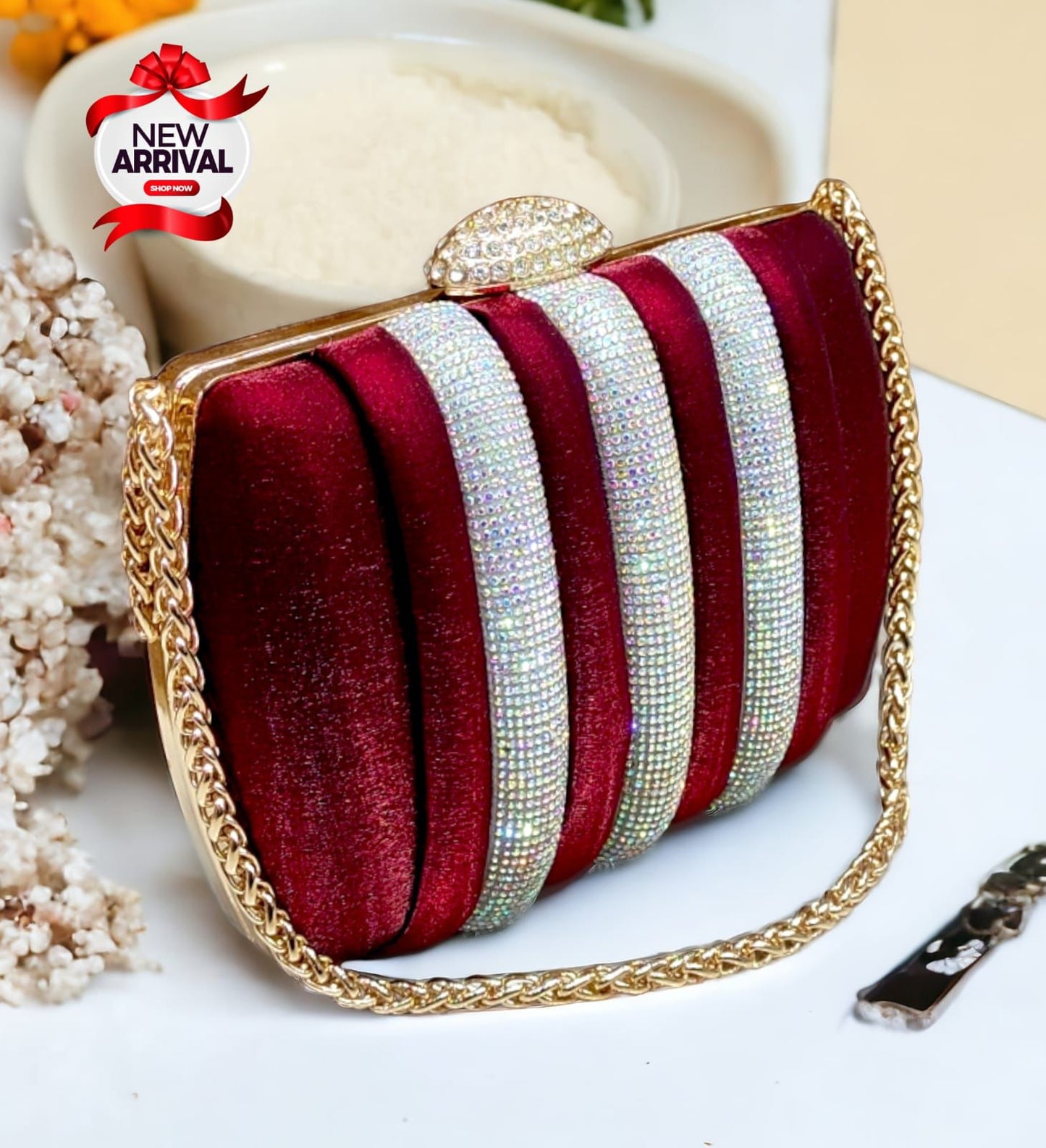 Unique Hand Clutch with Mesh for Girls