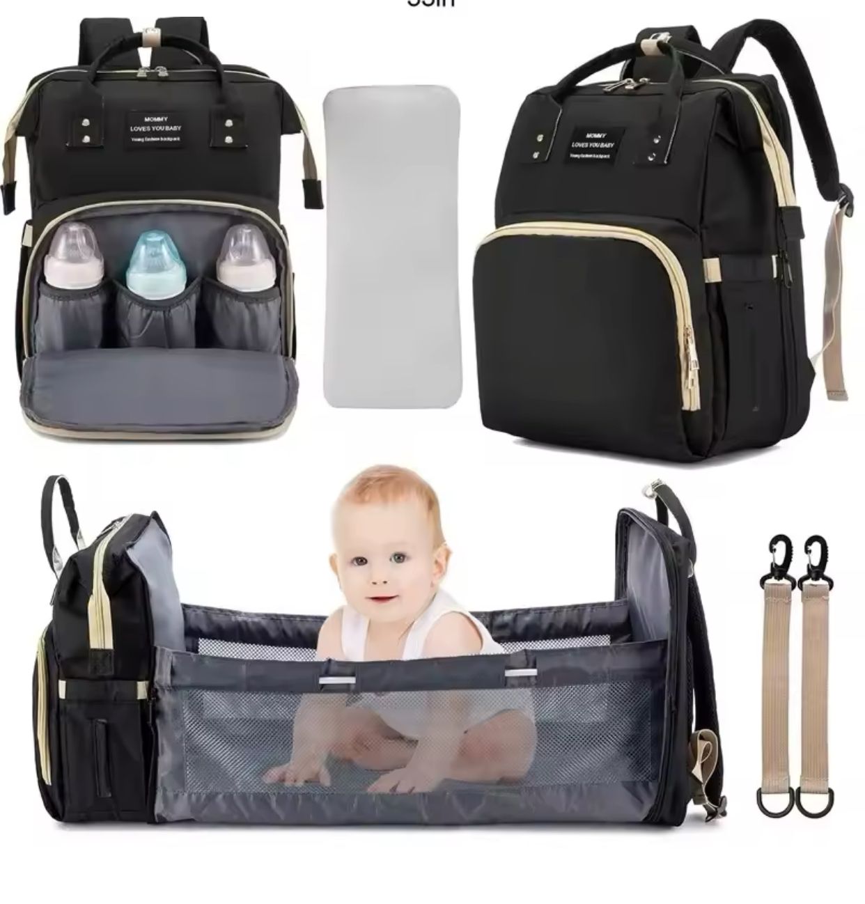 "2-in-1 High-Quality Mother Baby Travel Bag – Spacious & Lightweight"