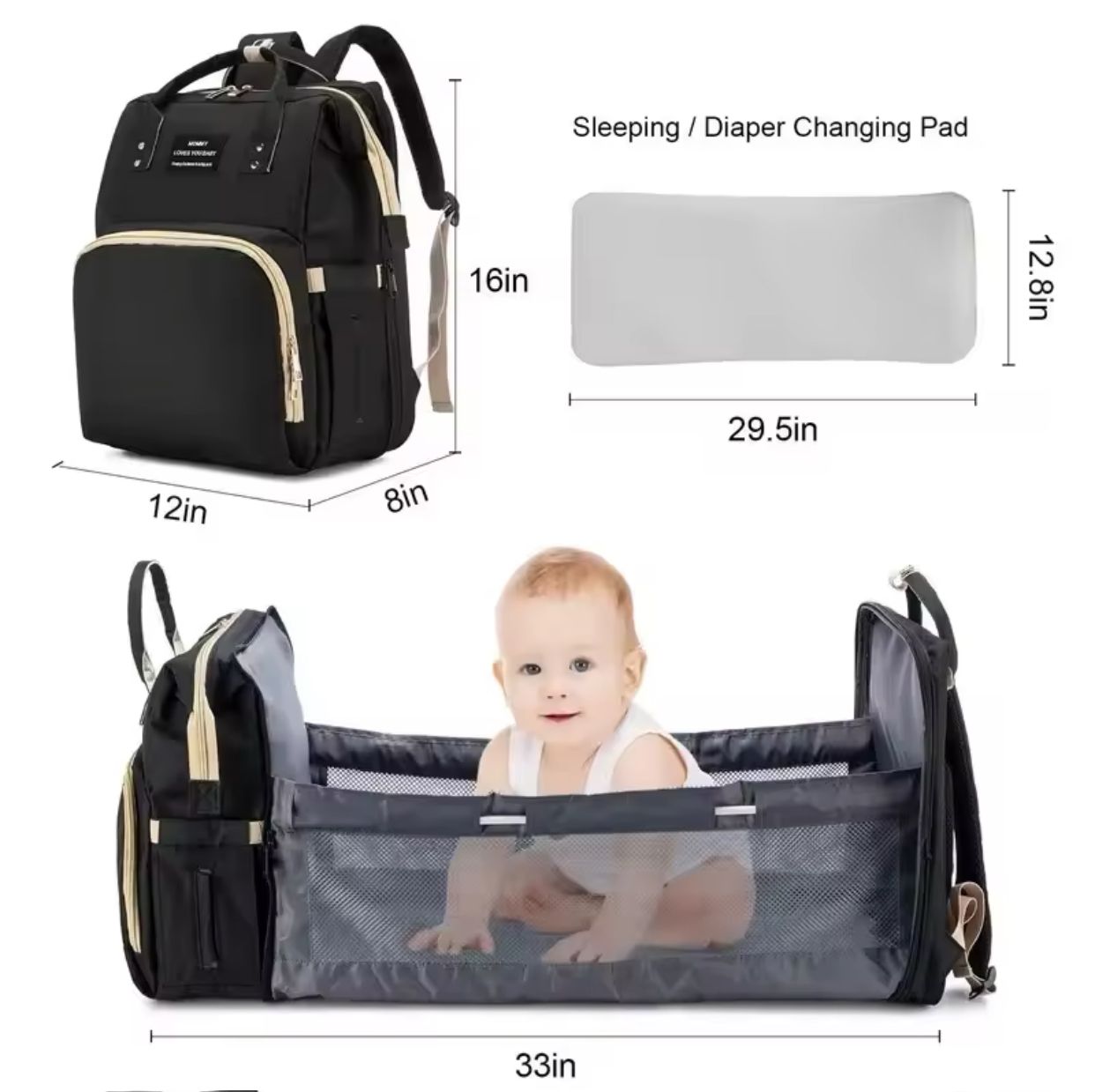 "2-in-1 High-Quality Mother Baby Travel Bag – Spacious & Lightweight"